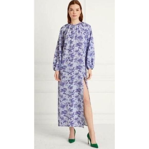 Hill House Simone Dress Maxi Lilac Purple Floral Open Back Side Slit Sz XS - Picture 1 of 16